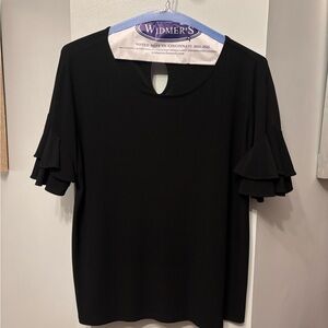 INC International Concepts Black Ruffle Sleeve Tee not t shirt material blouse